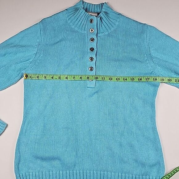 Croft‎ & Barrow Blue High Collar Button Long Sleeve Pullover Knit Sweater Size L - Picture 7 of 8
